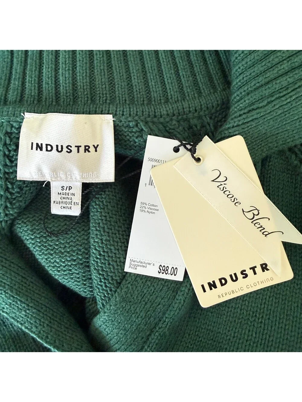 INDUSTRY Republic Clothing Teal Green Knit Sweater NWT S/P